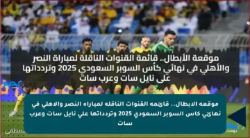 موقعة الأبطال.. قائمة القنوات الناقلة لمباراة النصر والأهلي في نهائي كأس السوبر السعودي 2025 وتردداتها على نايل سات وعرب سات